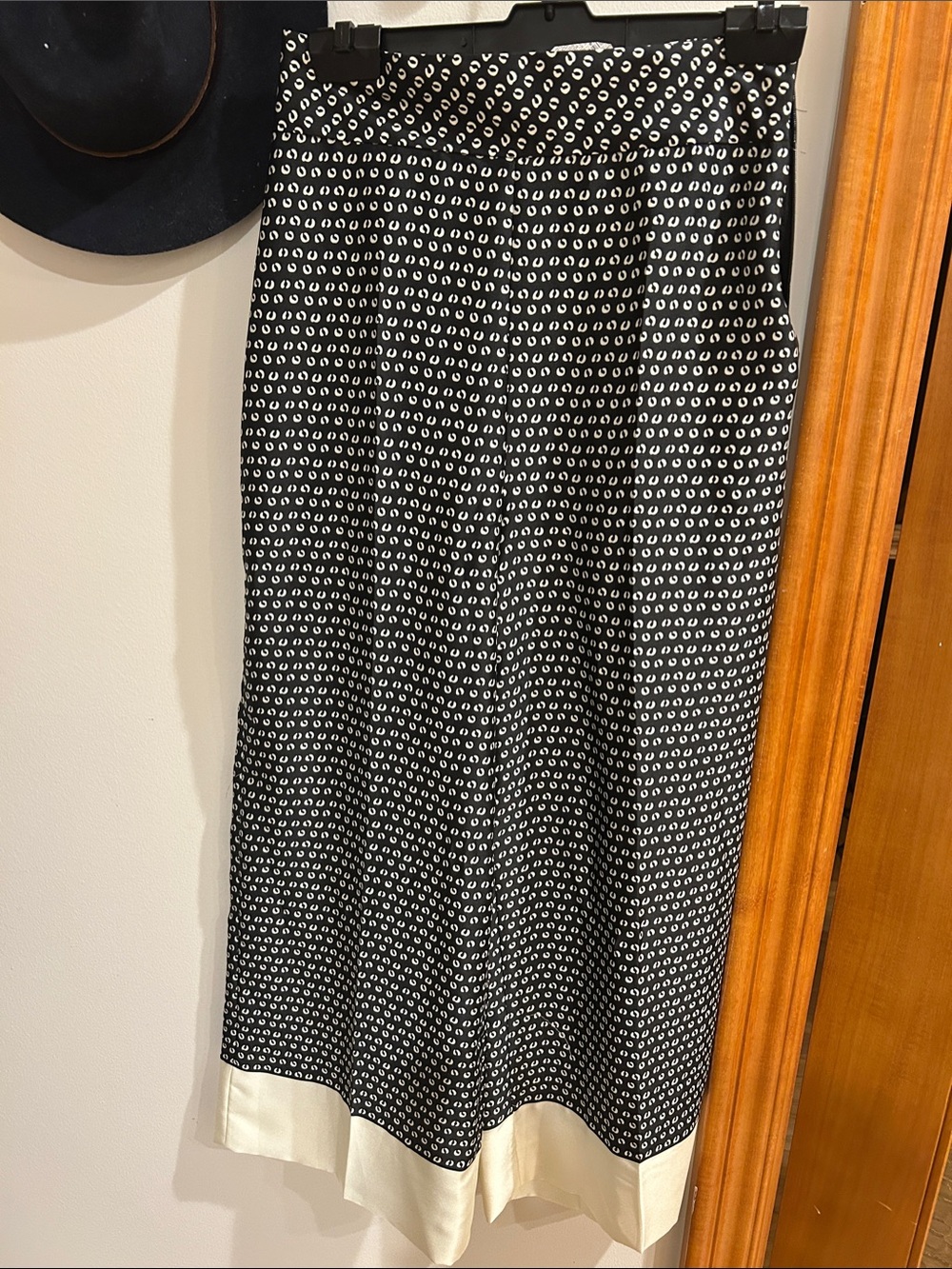 Black and White Patterned silk pants